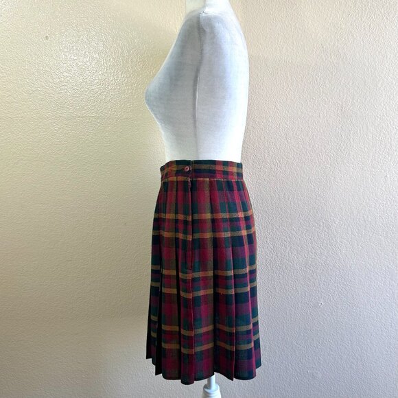 Bentley Vtg 90s Red Plaid Pleated Mini High rise Skirt - Picture 3 of 5